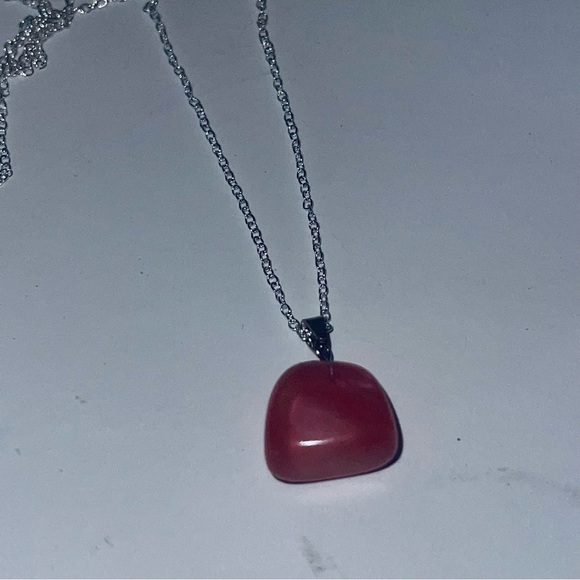 New Artisan Handmade Cherry Quartz S925 Sterling Silver Natural Crystal Necklace - Picture 6 of 15